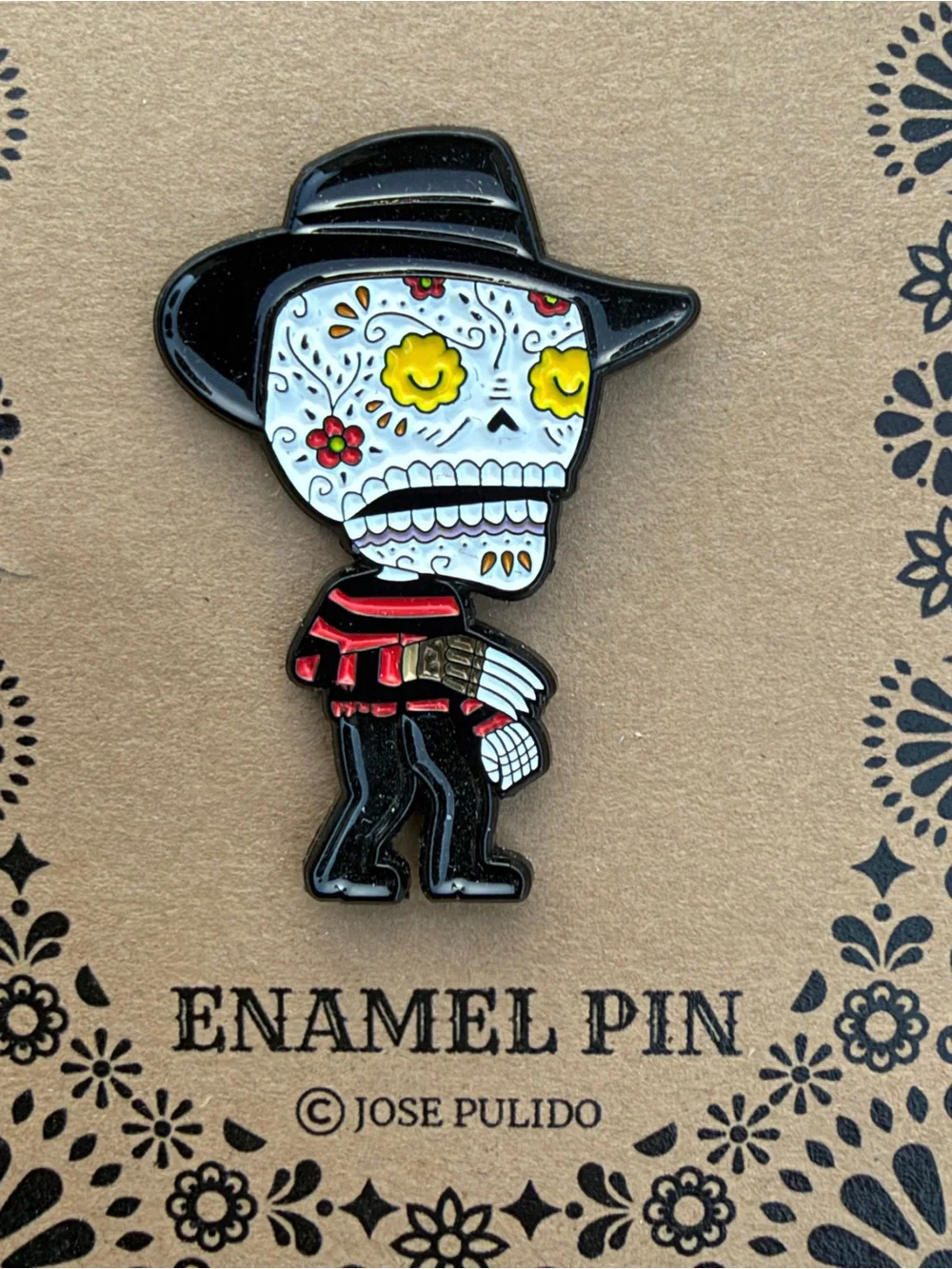 Fresh Prints Jose Pulido Dia de Los Muertos Freddy Krueger Enamel Pin NIP